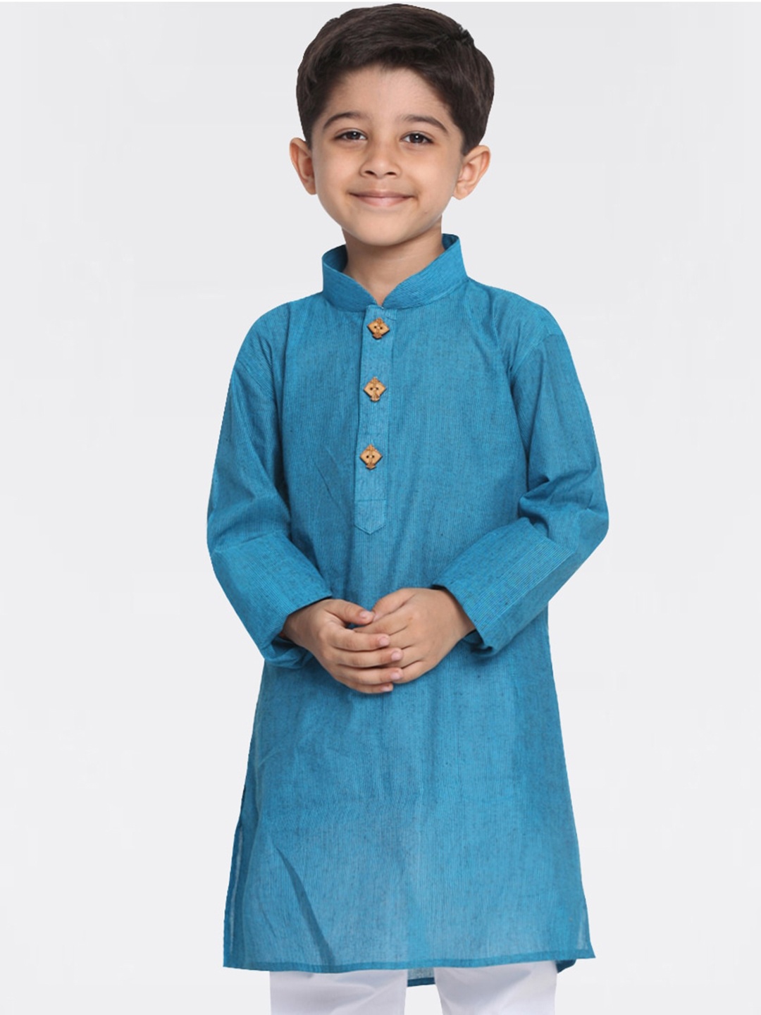 

VASTRAMAY Kids Boys Blue Handloom Kurta
