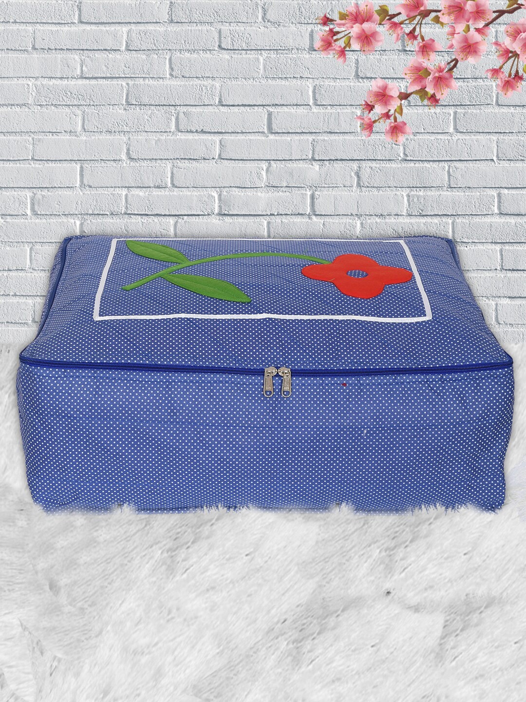 

Kuber Industries Blue & Red Printed Saree Organiser
