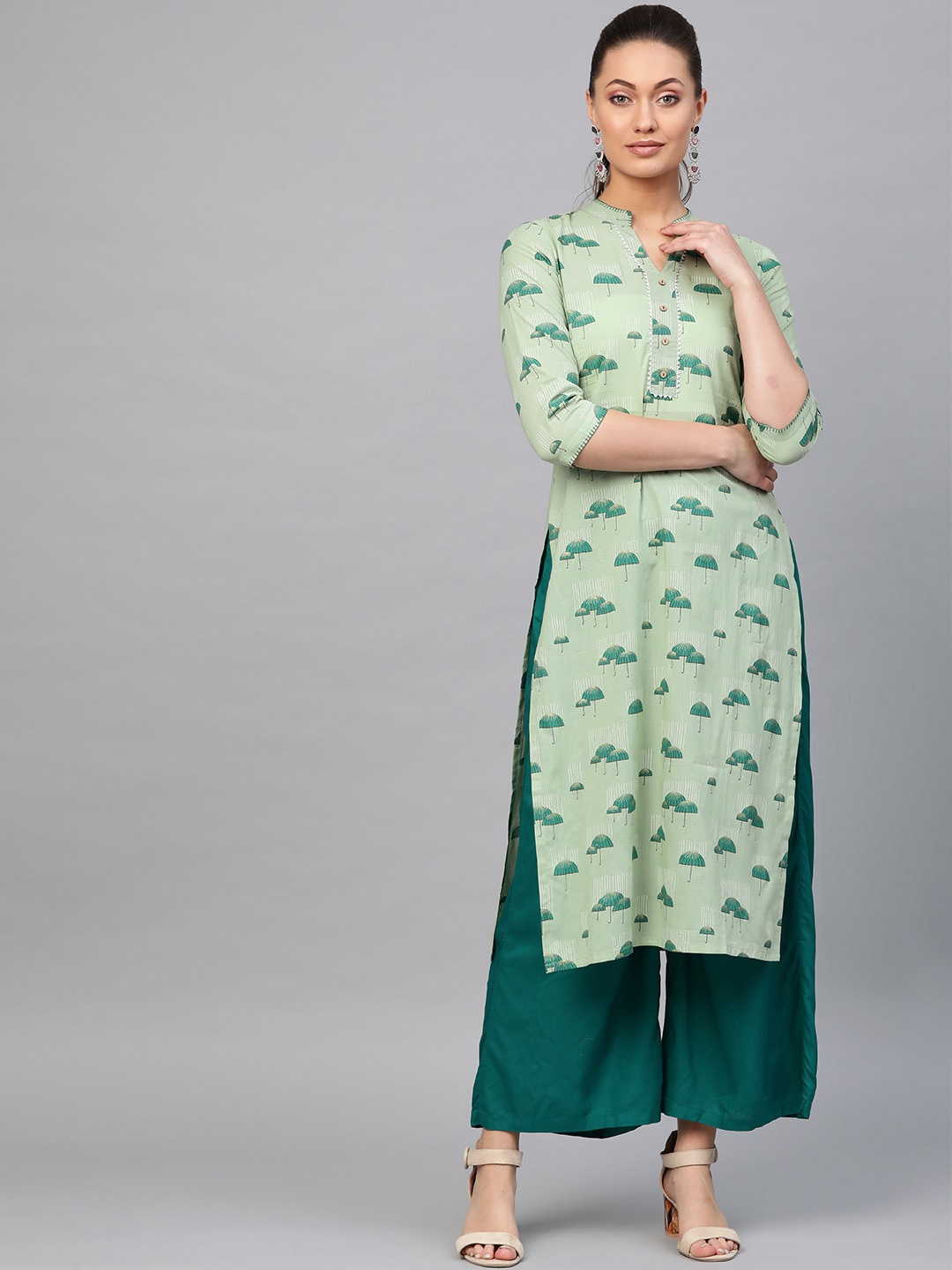 

Libas Women Green Quirky Printed Kurta