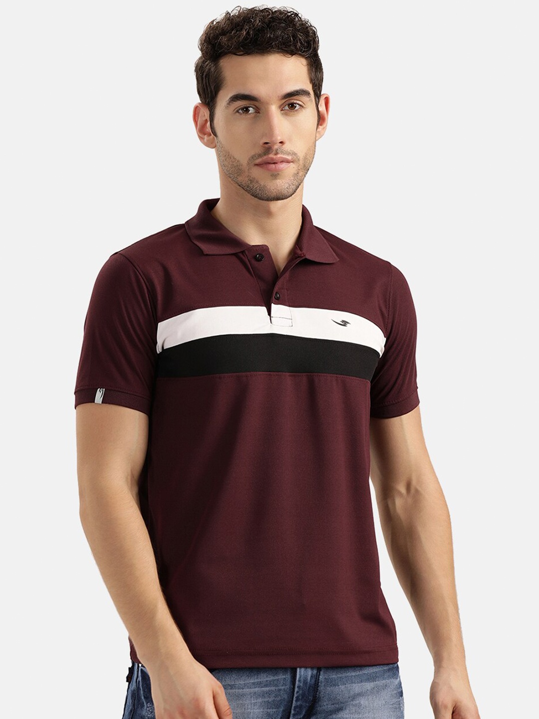 

V2 Value & Variety Men Maroon Striped Polo Collar T-shirt