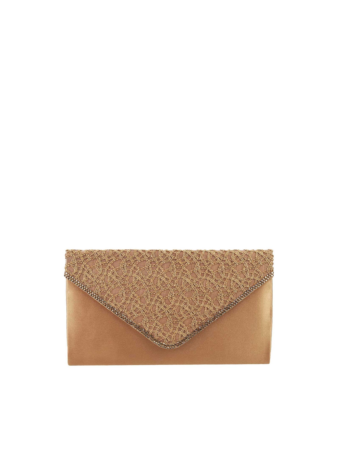 

Mochi Gold-Toned Textured Embellished Envelope Clutch