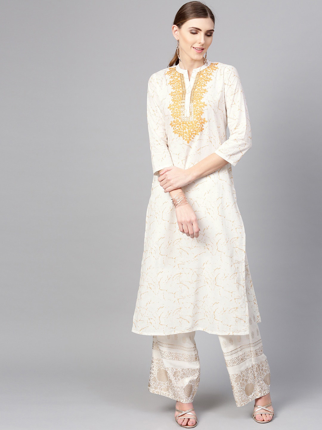 

Libas Women White Embroidered Kurta