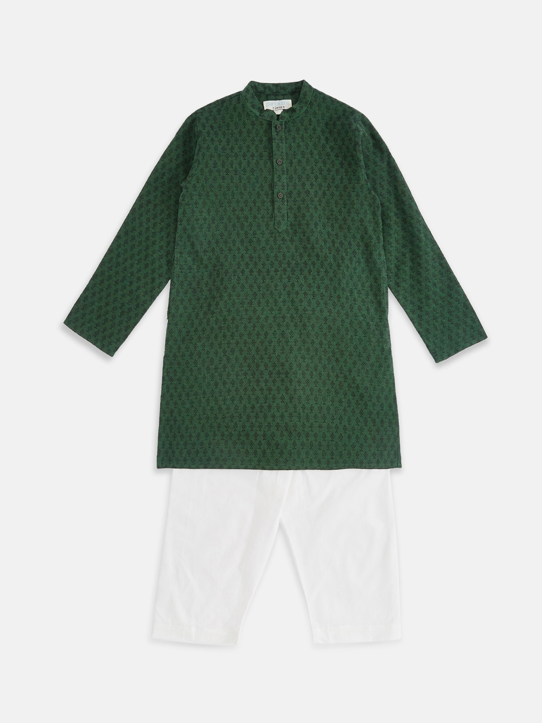 

indus route by Pantaloons Boys Green Pure Cotton Kurta with Pyjamas