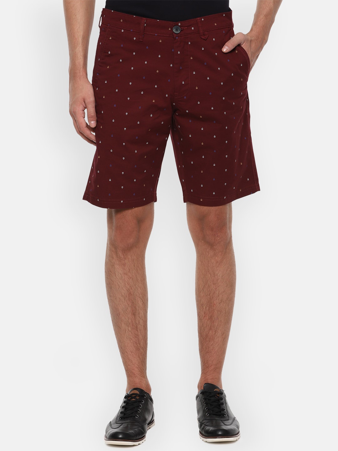 

Van Heusen Sport Men Maroon Printed Mid-Rise Regular Shorts