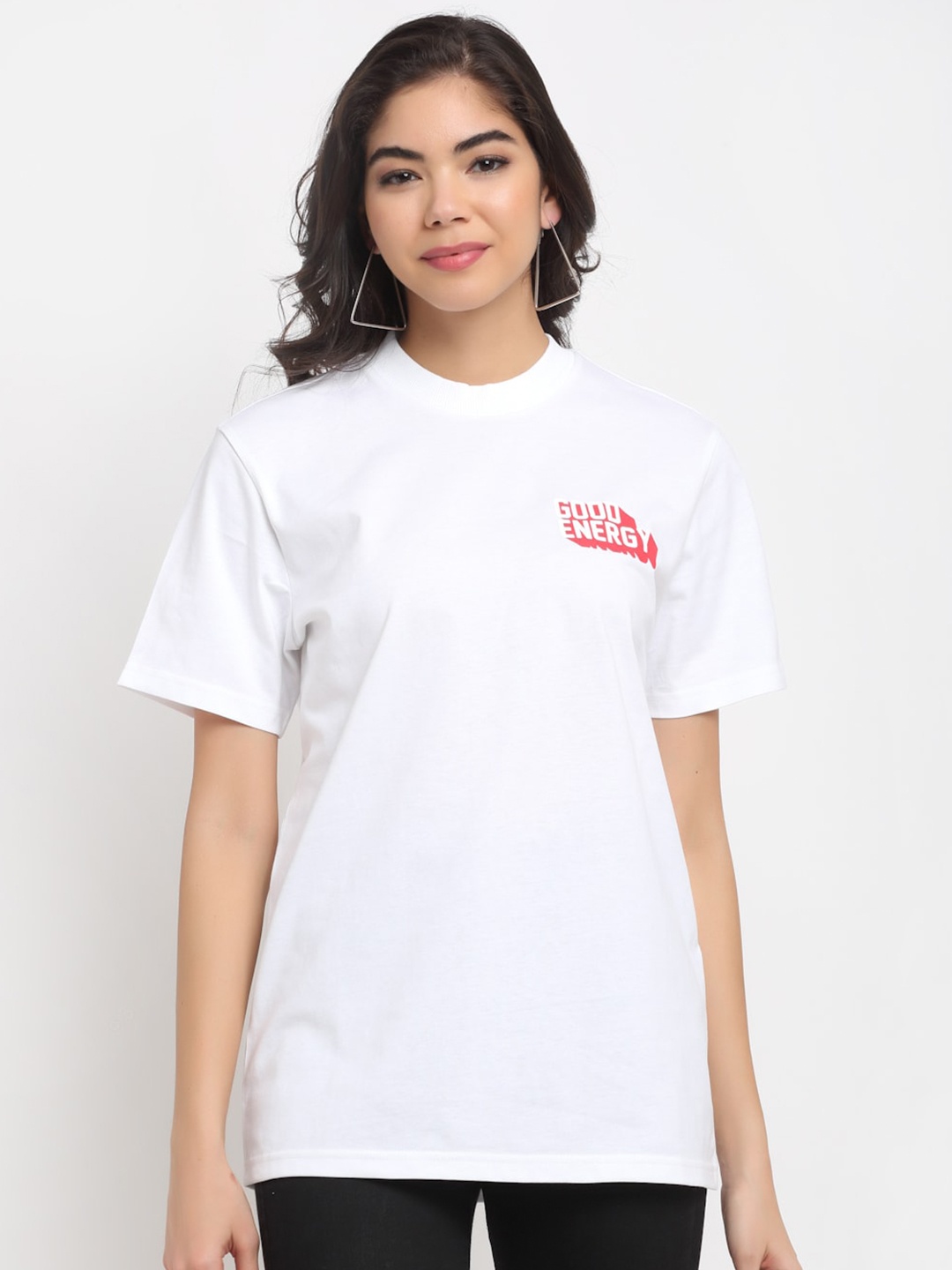 

Bhaane Women White Cotton Pure Cotton T-shirt