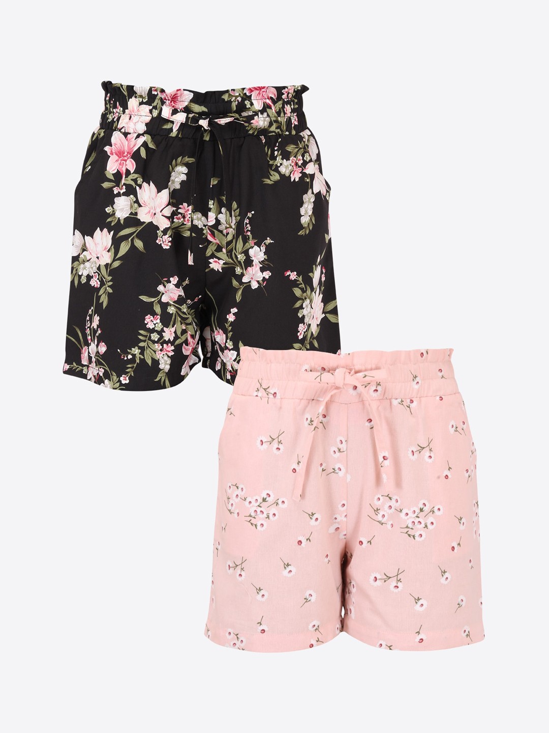 

CUTECUMBER Girls Pink Floral Printed Mid-Rise Regular Shorts