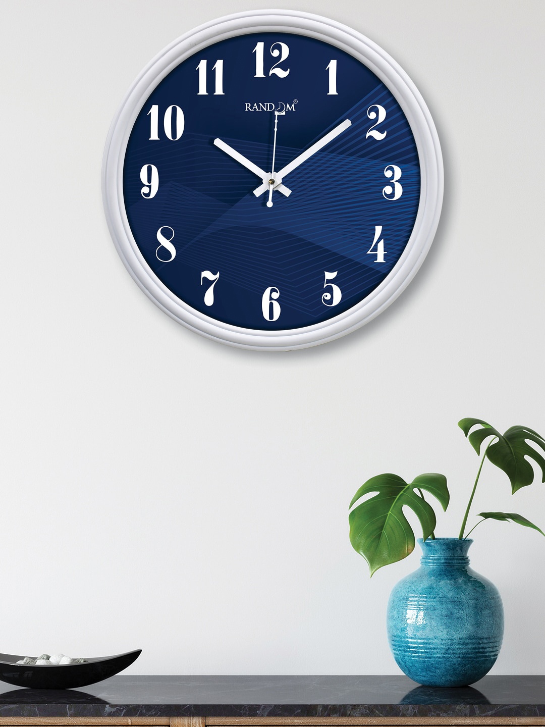 RANDOM Navy Blue Printed Contemporary Wall Clock