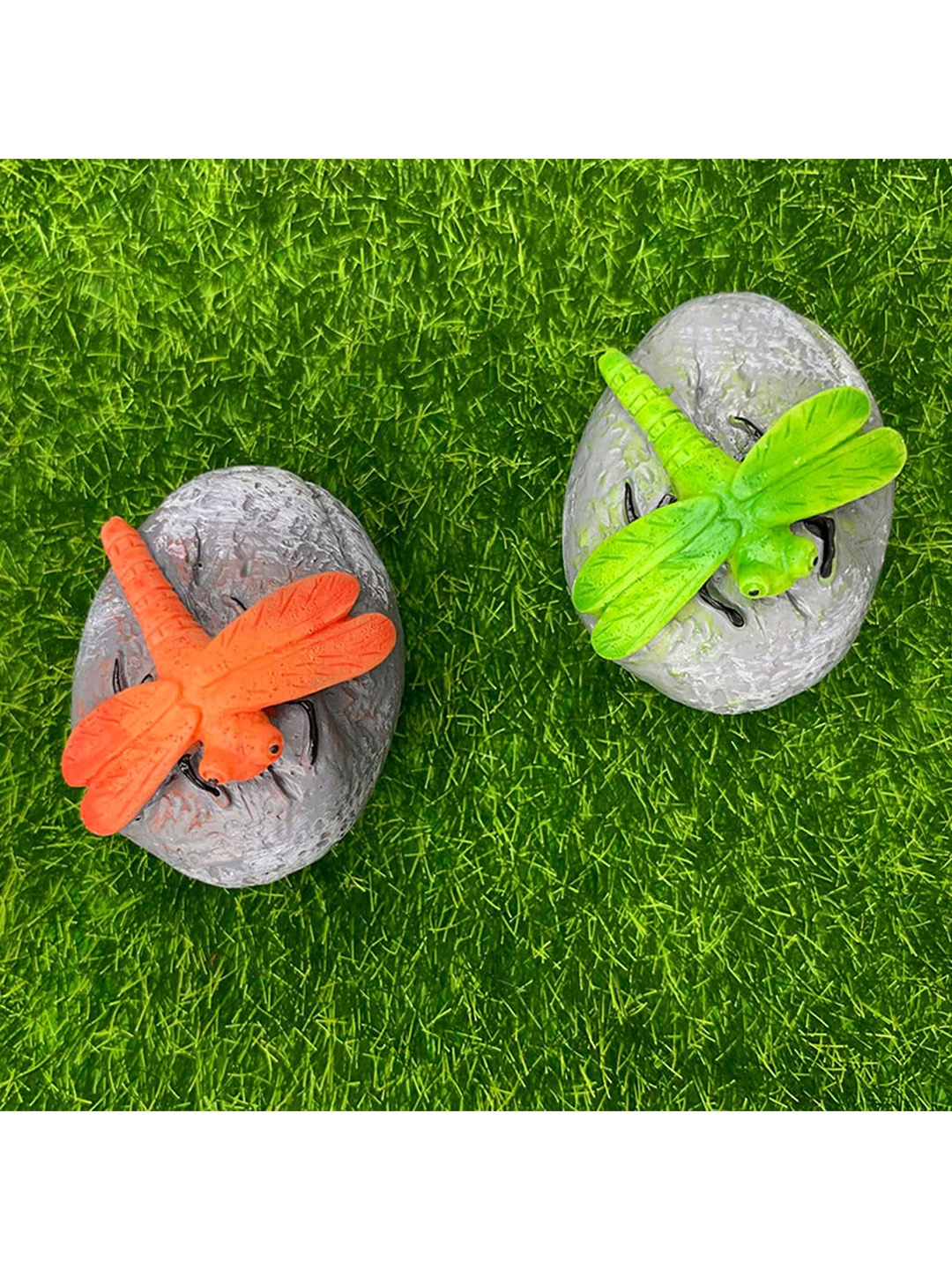 

Wonderland Set Of 2 Drogonfly On Stone Miniature Fairy Garden Accessories, Grey