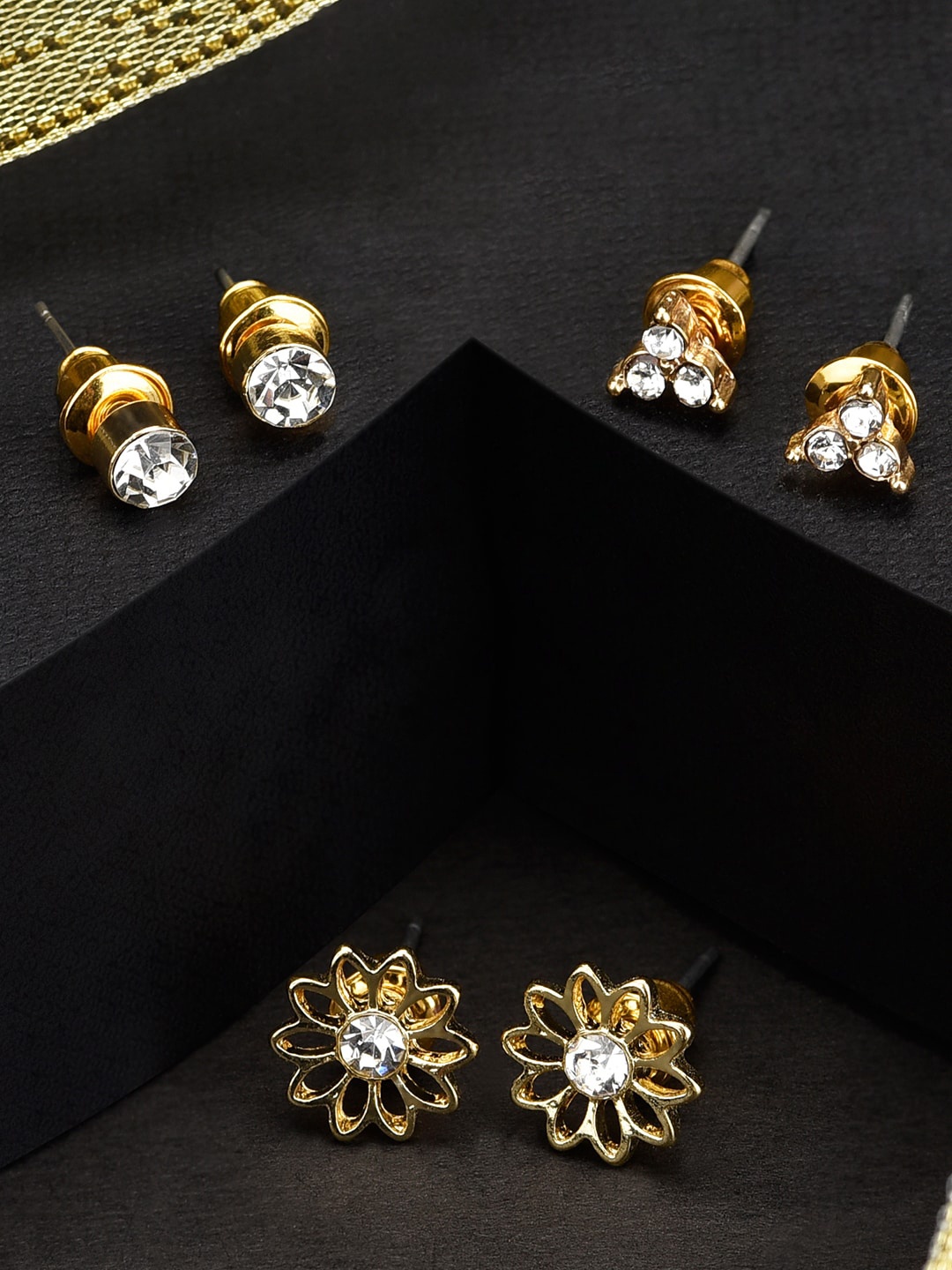 

Accessorize Set Of 3 Gold & Silver-Toned Contemporary Studs Earrings