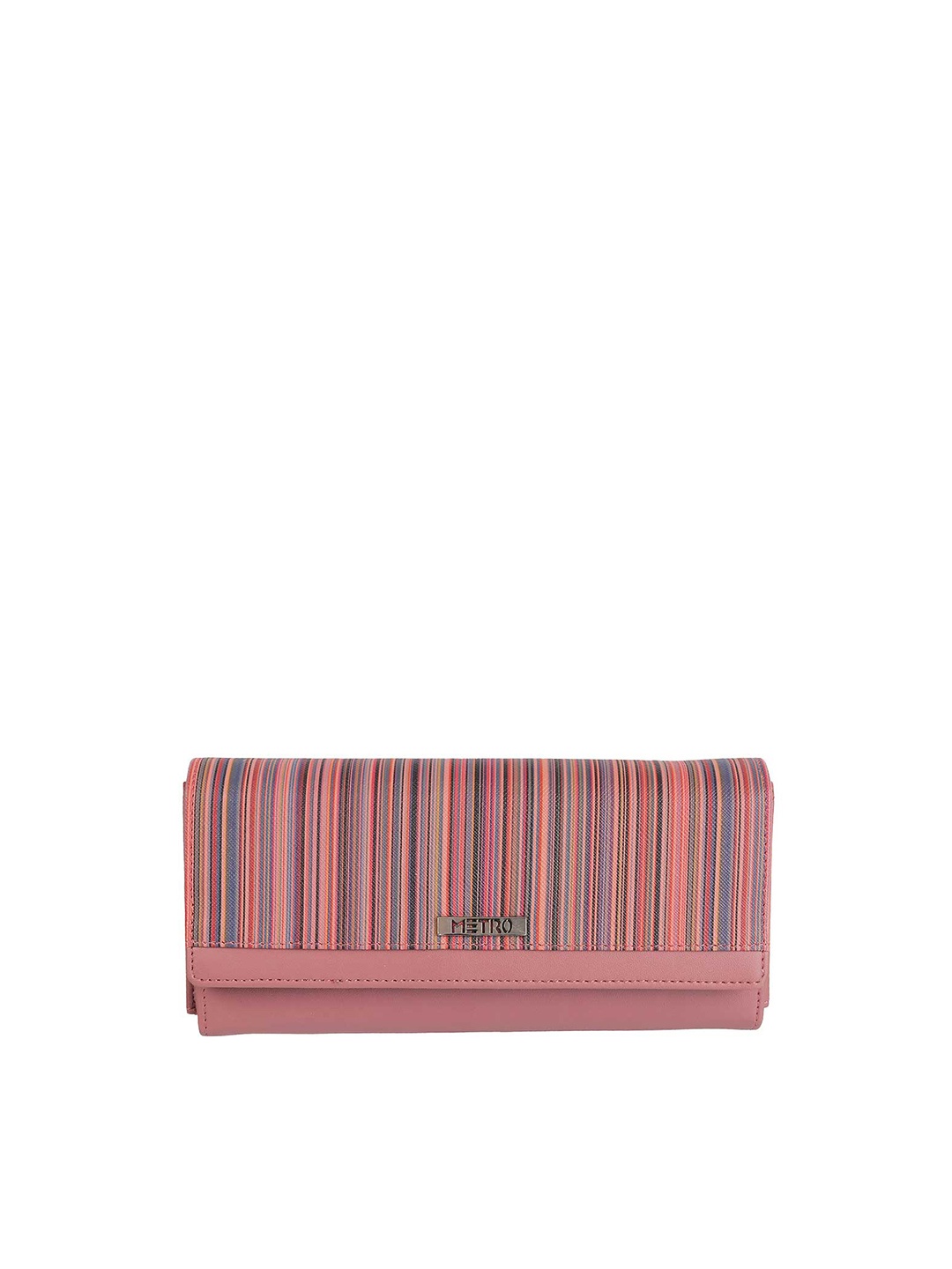 

Metro Pink & Blue Striped Envelope Clutch