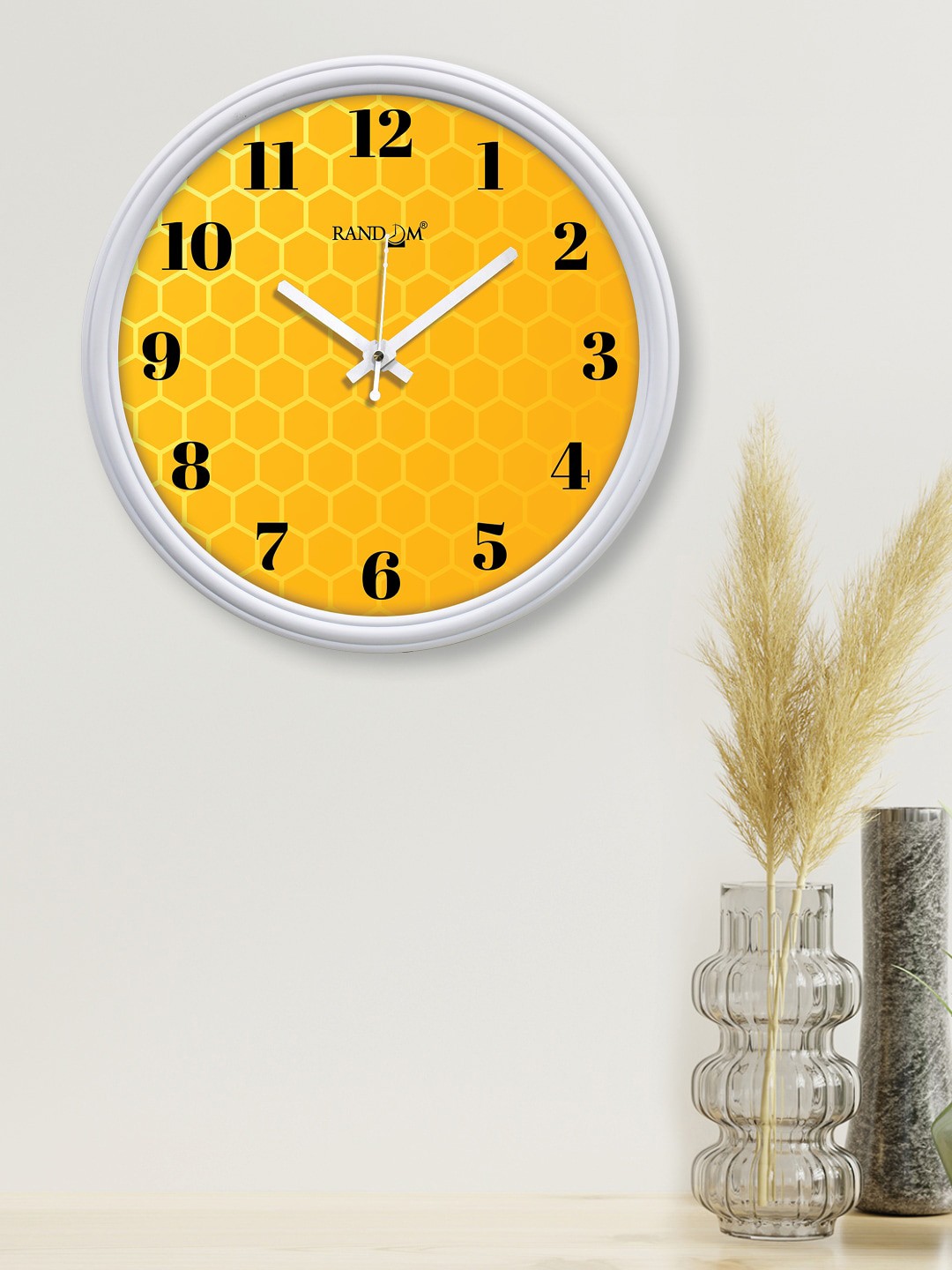 

RANDOM White & Yellow Printed Contemporary Wall Clock