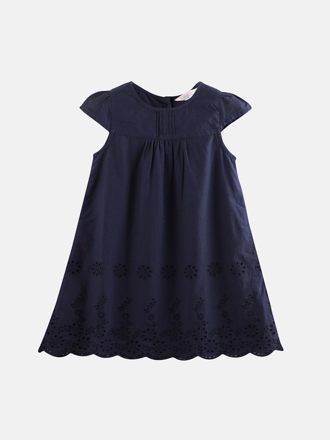 

Beebay Navy Blue A-Line Schiffli Embroidered Dress