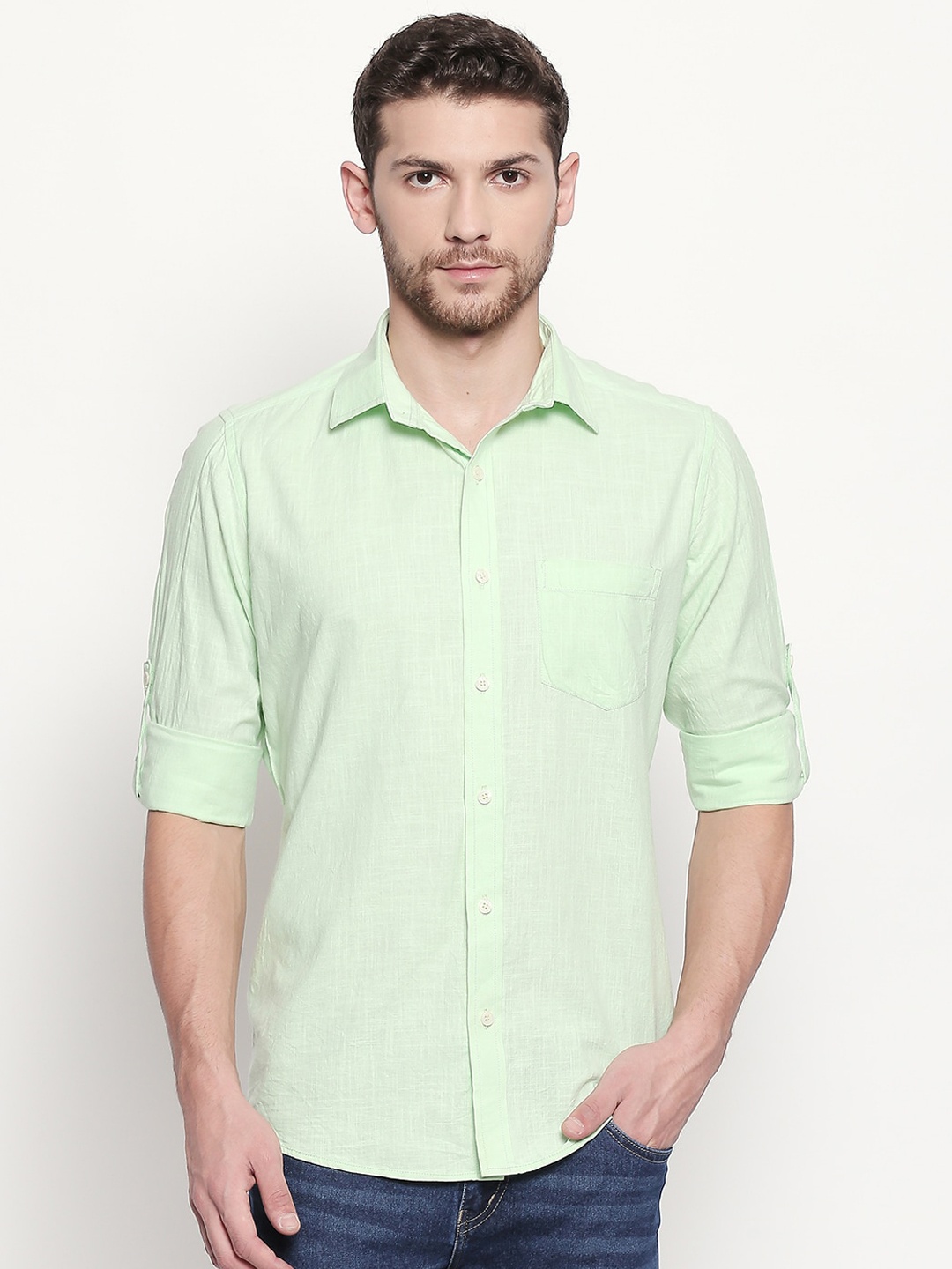 

EVOQ Men Green Casual Shirt