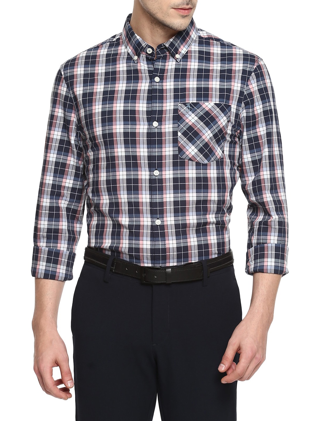 

Original Penguin Men Navy Blue Checked Casual Shirt