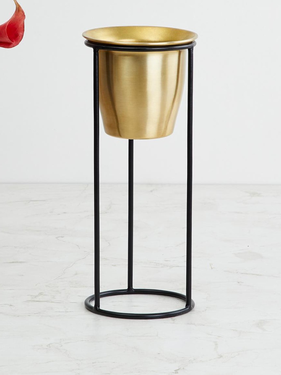 

Home Centre Gold Toned Valencia Solid Mini Planter With Stand