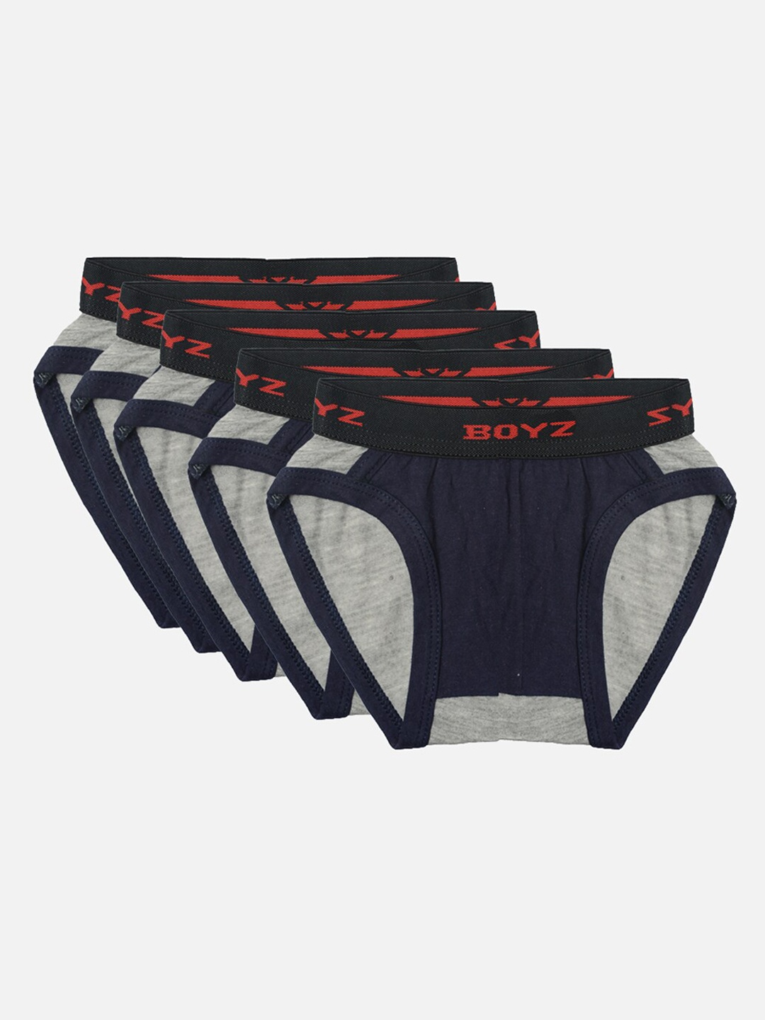 

TINY HUG Boys Pack Of 5 Cotton Basic Briefs, Navy blue