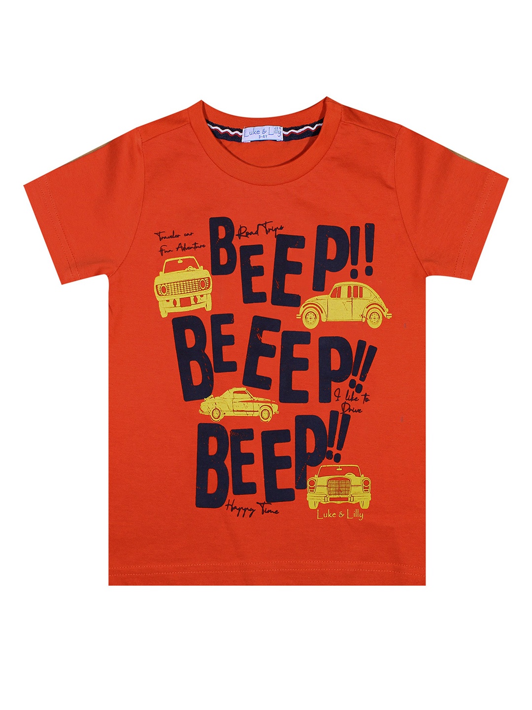 Luke Lilly Boys Red Typography Printed Pure Cotton T-shirt