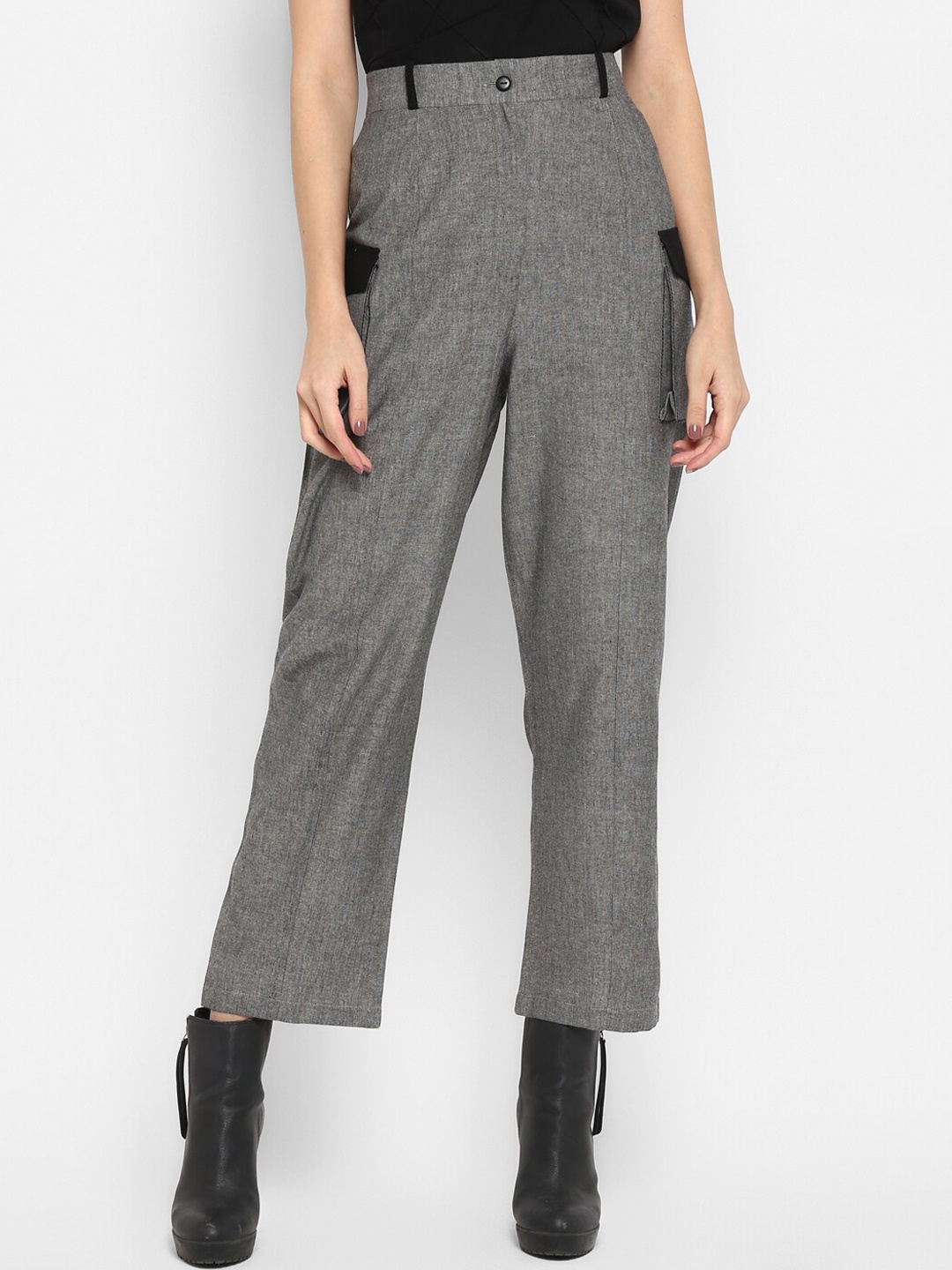 

DEEBACO Women Grey Parallel Trousers