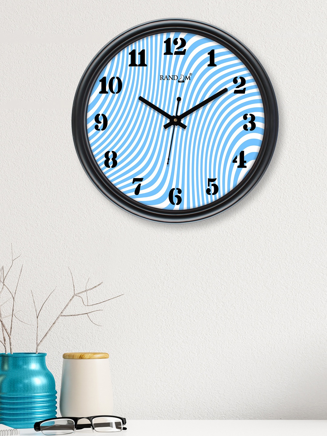 

RANDOM White & Blue Printed Contemporary Wall Clock