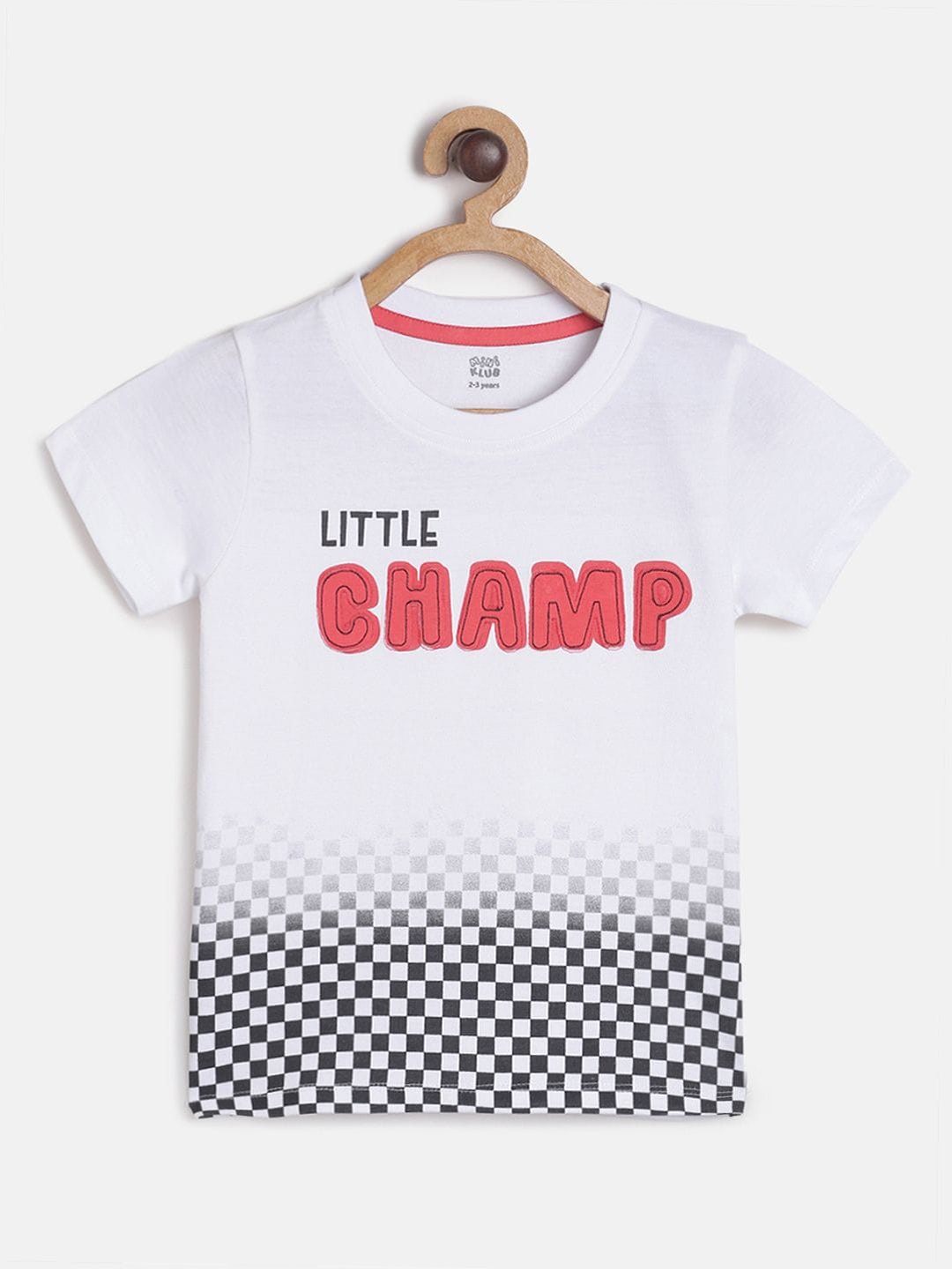 

MINI KLUB Boys White & Red Typography Printed T-shirt