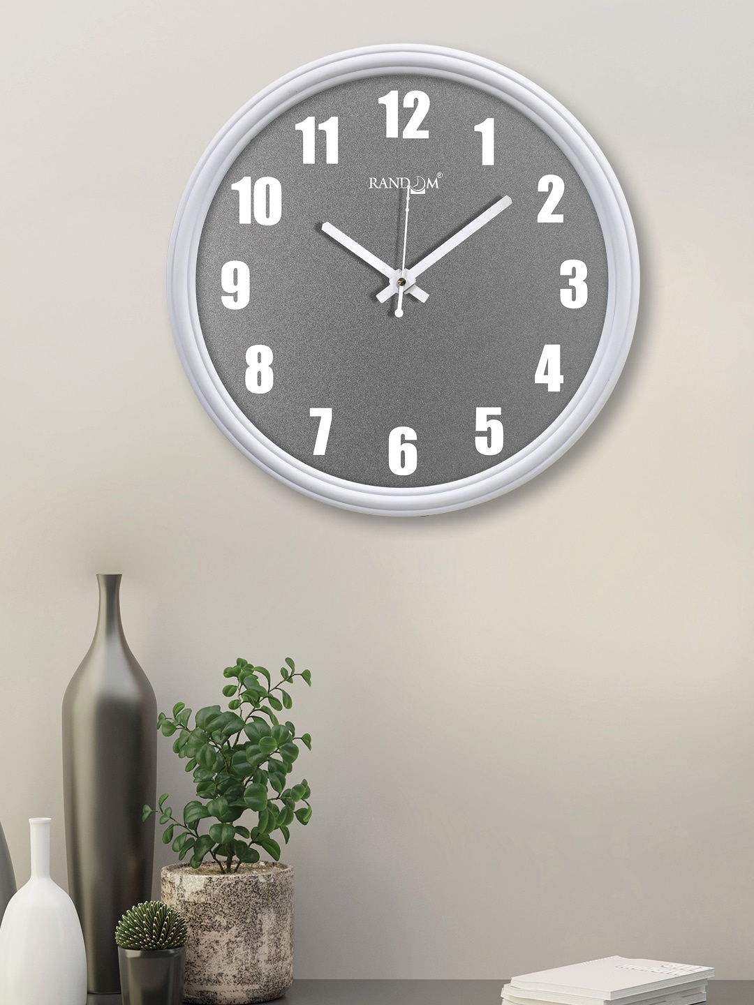 

RANDOM White & Grey Contemporary Wall Clock