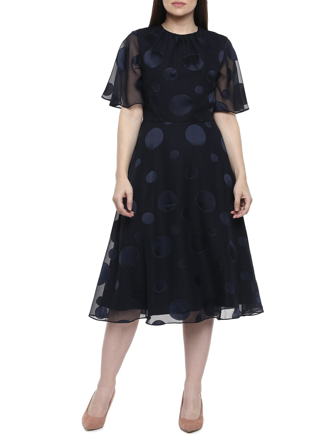 

Phase Eight Black Self Design Dress