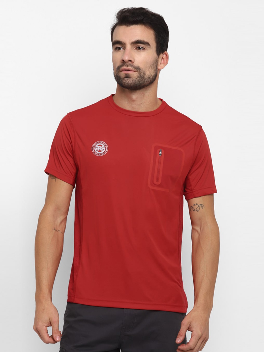 

Royal Enfield Men Red Solid T-shirt