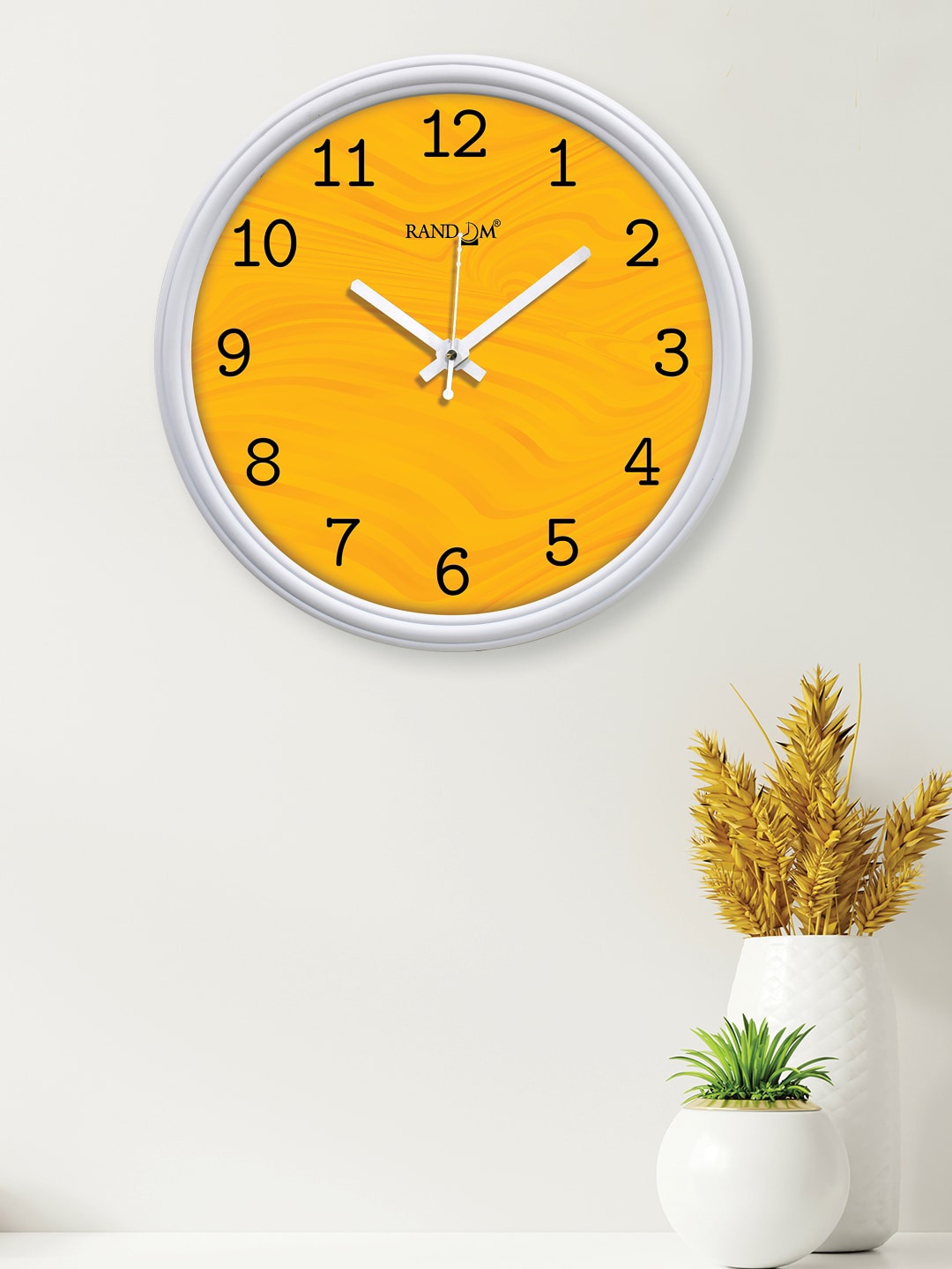 RANDOM Yellow Printed Contemporary Wall Clock 30 cm