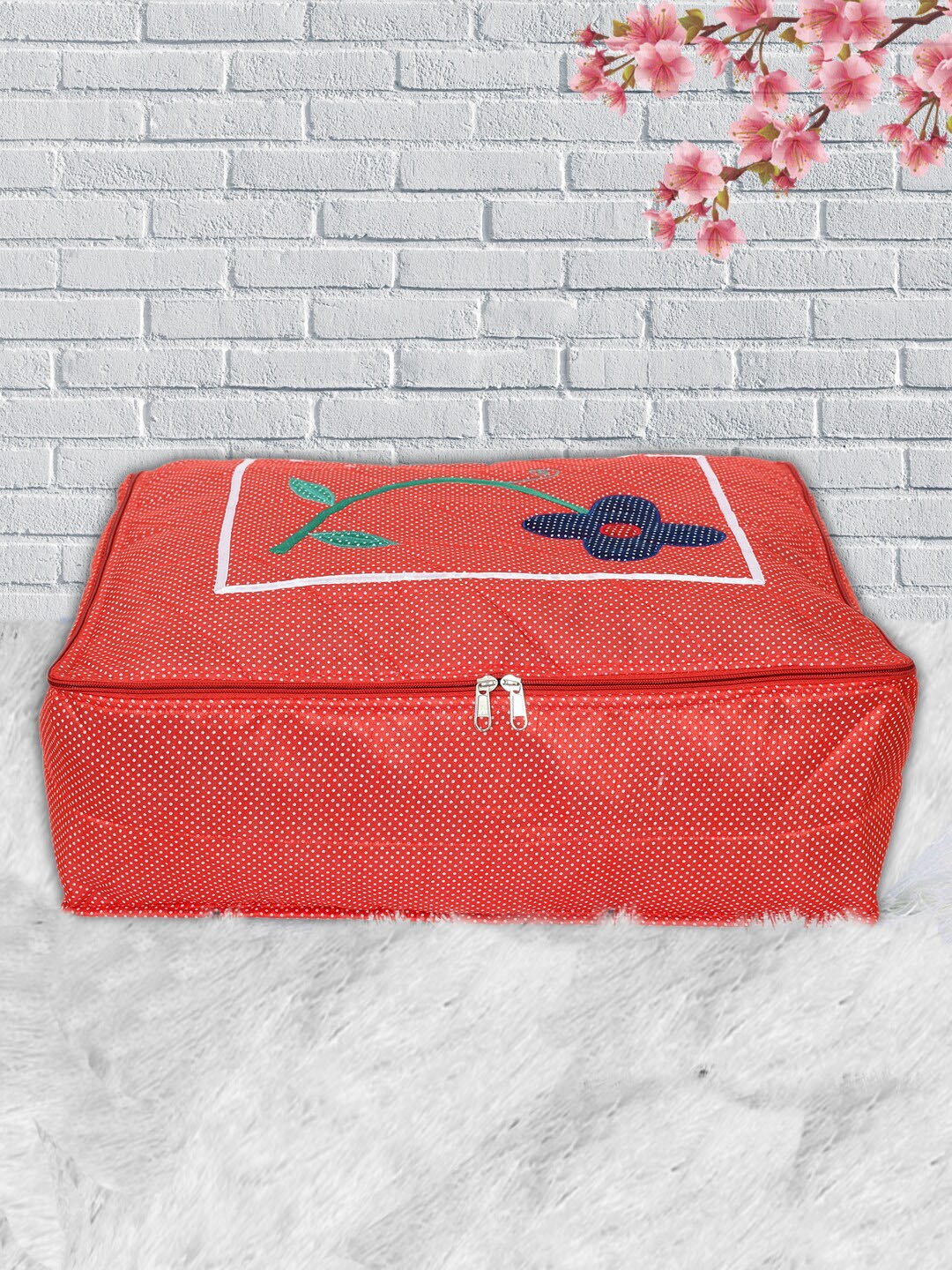 Kuber Industries Red & Blue Printed Saree Organisers