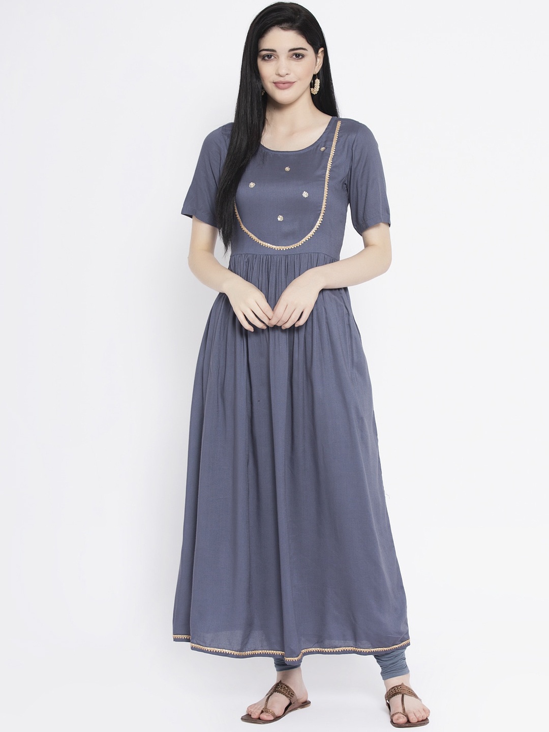

studio rasa Women Grey Yoke Design Anarkali Kurta