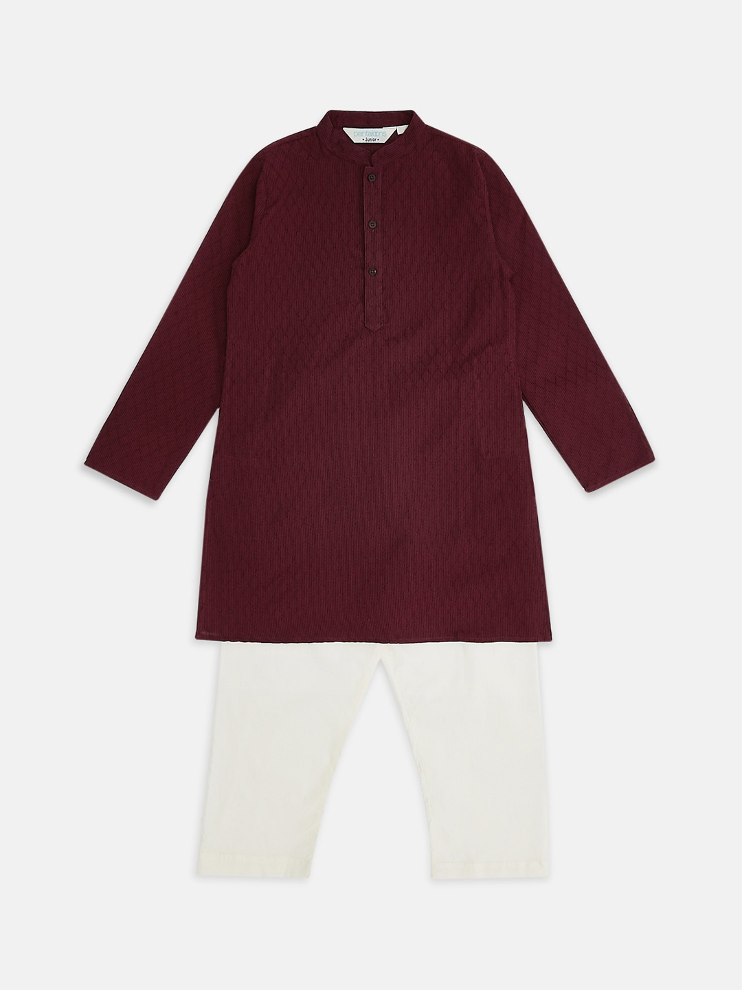 indus route by Pantaloons Boys Maroon Pure Cotton Kurta with Pyjamas