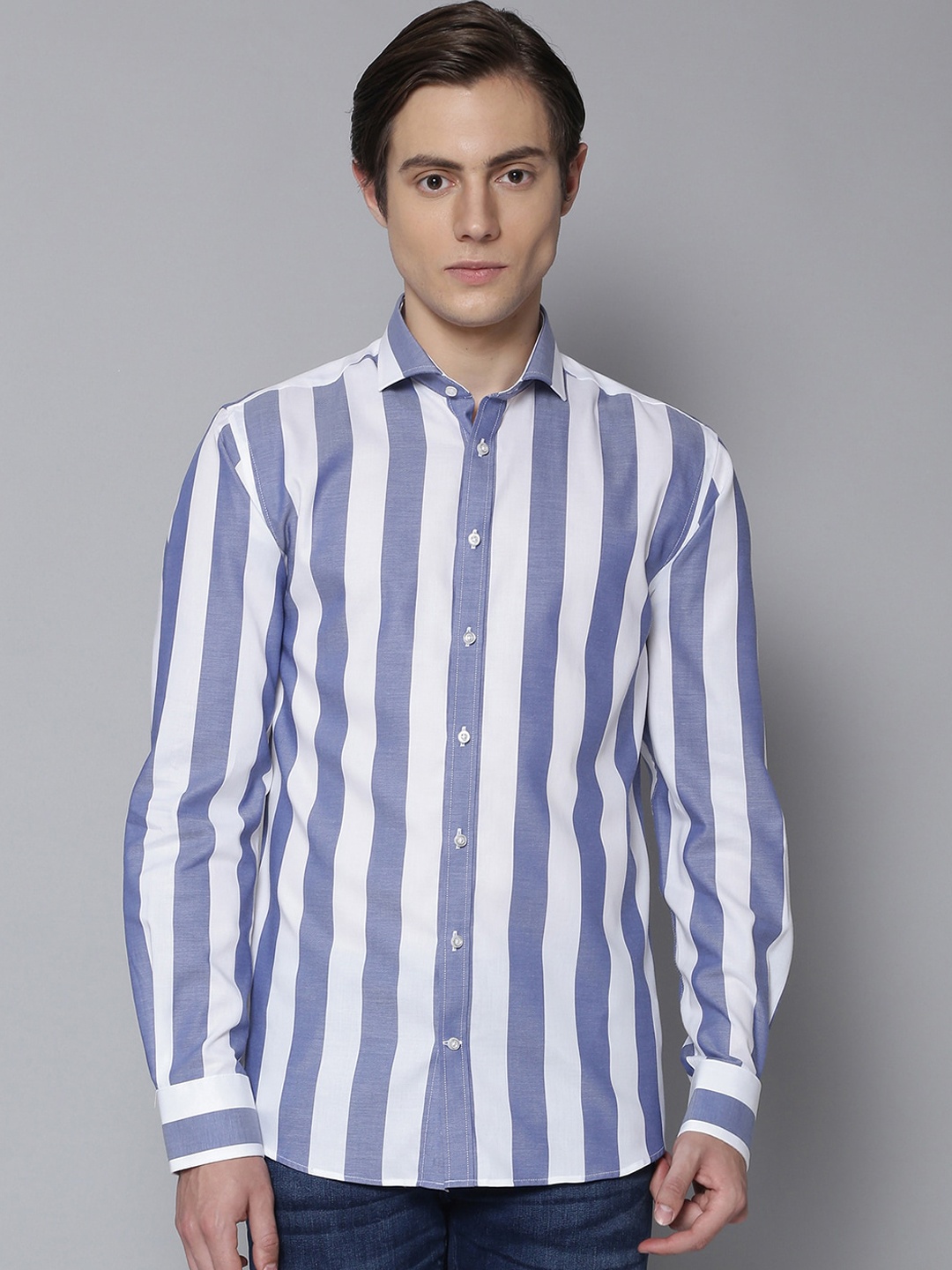 

Bruun & Stengade Men Blue Slim Fit Multi Stripes Striped Casual Shirt