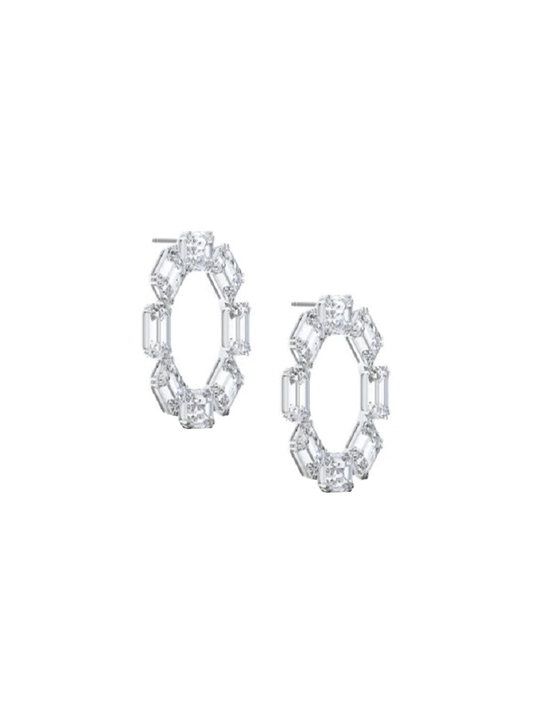 

SWAROSKI Silver Circular Rhodium-plated Drop Earrings, White