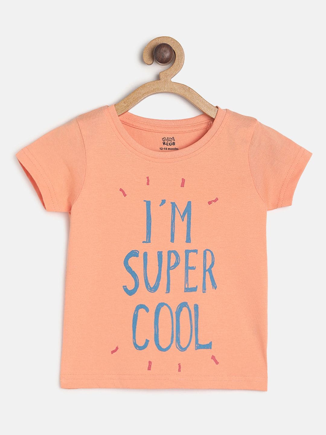 

MINI KLUB Boys Peach-Coloured Typography Printed Cotton Pure Cotton T-shirt