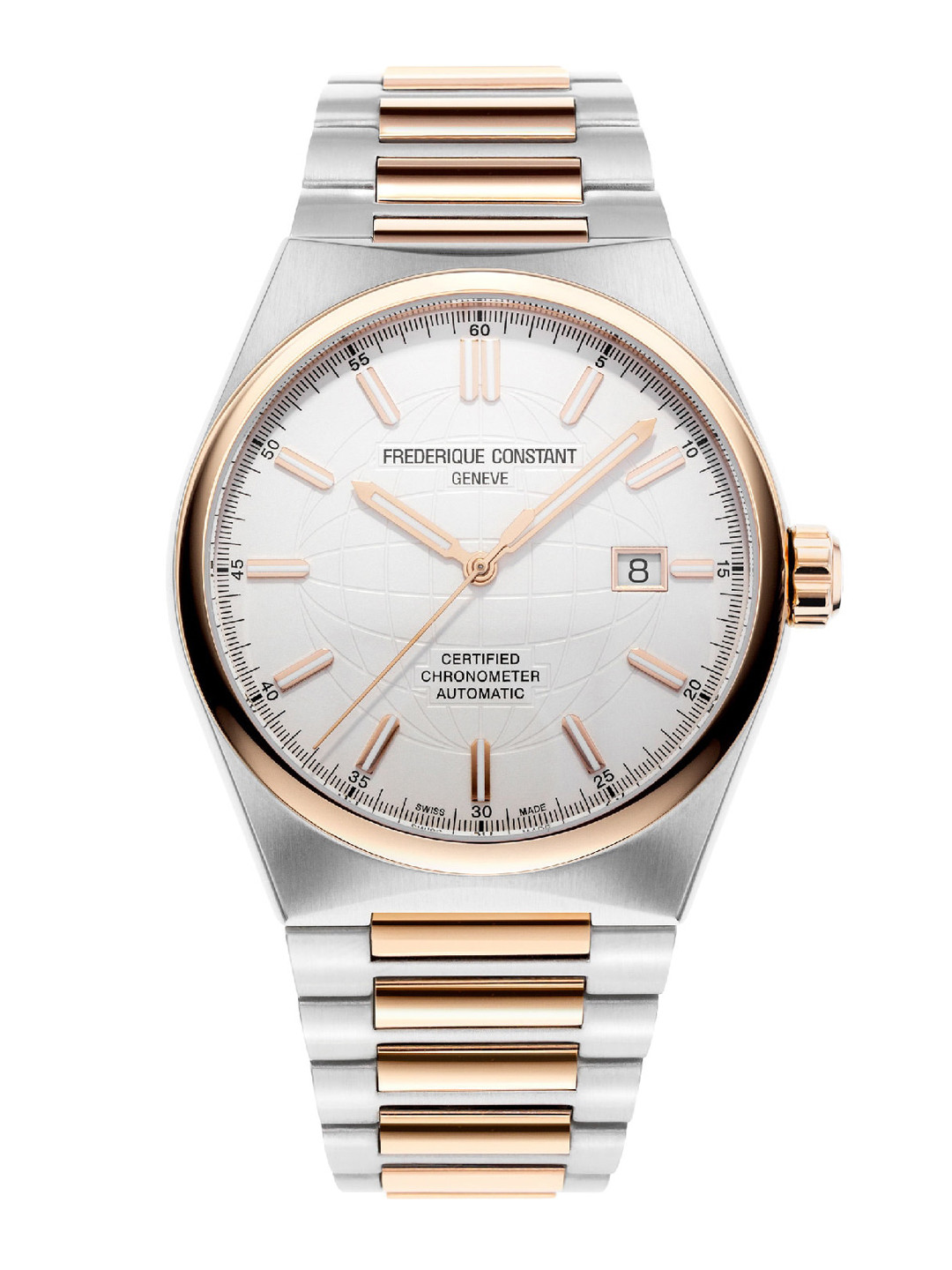 

Frederique Constant Men Silver-Toned Dial & Multicoloured Stainless Steel Bracelet Style Straps Analogue Watch