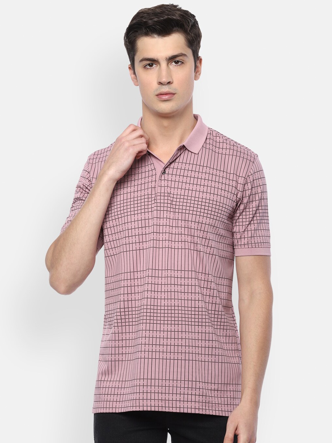 Van Heusen Men Pink Polo Collar T-shirt
