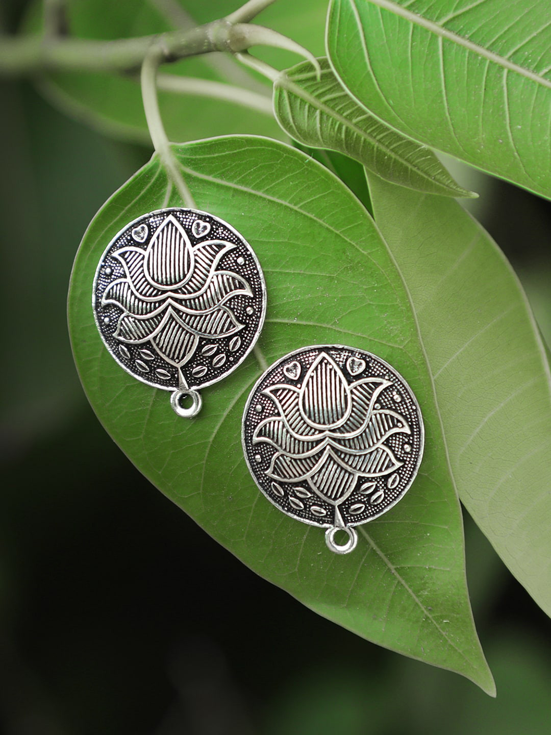 

Adwitiya Collection Silver-Toned Circular Studs Earrings