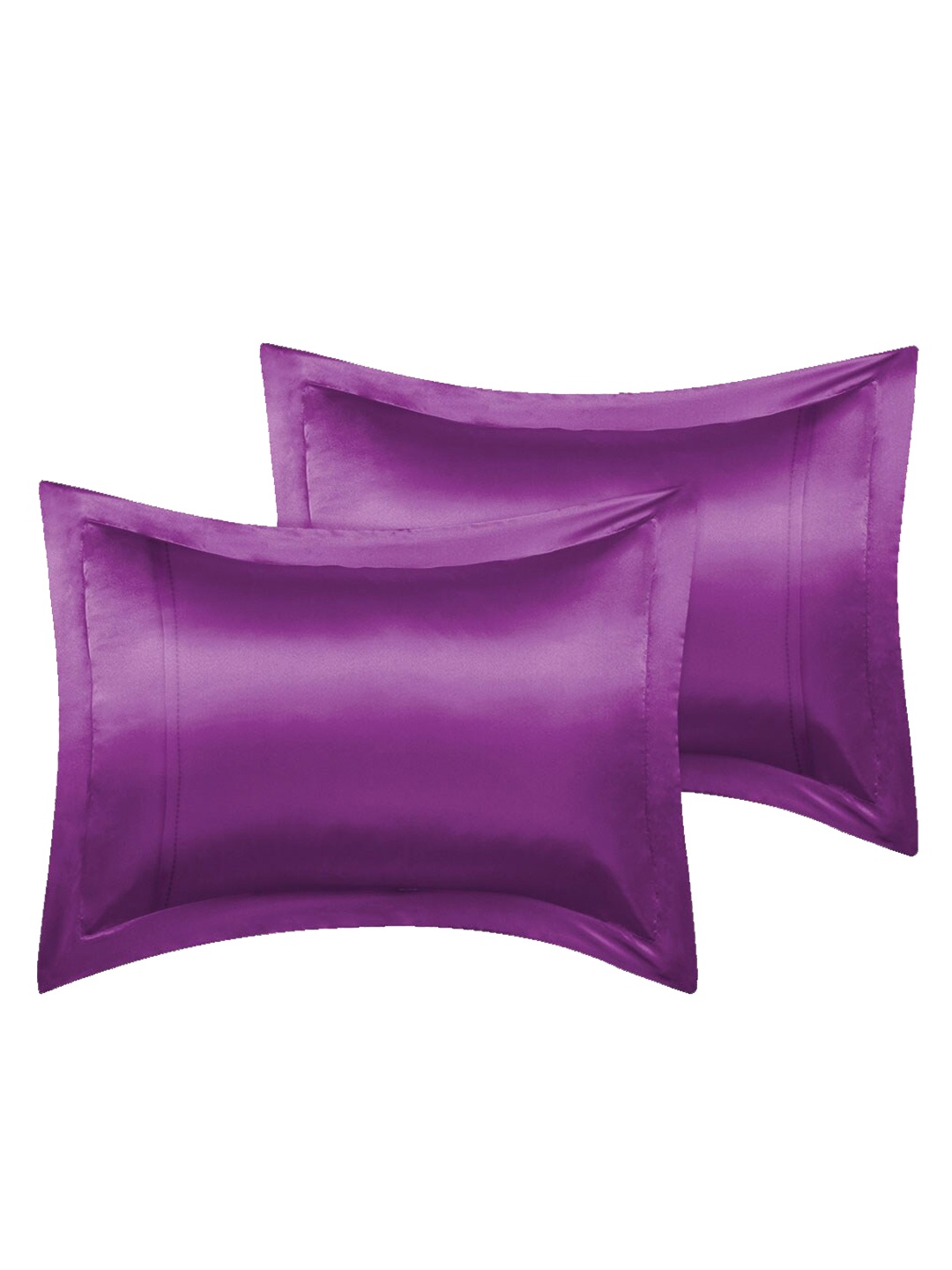 

Stoa Paris Set Of 2 Purple Solid Satin Pillow Covers From Date Night Collection