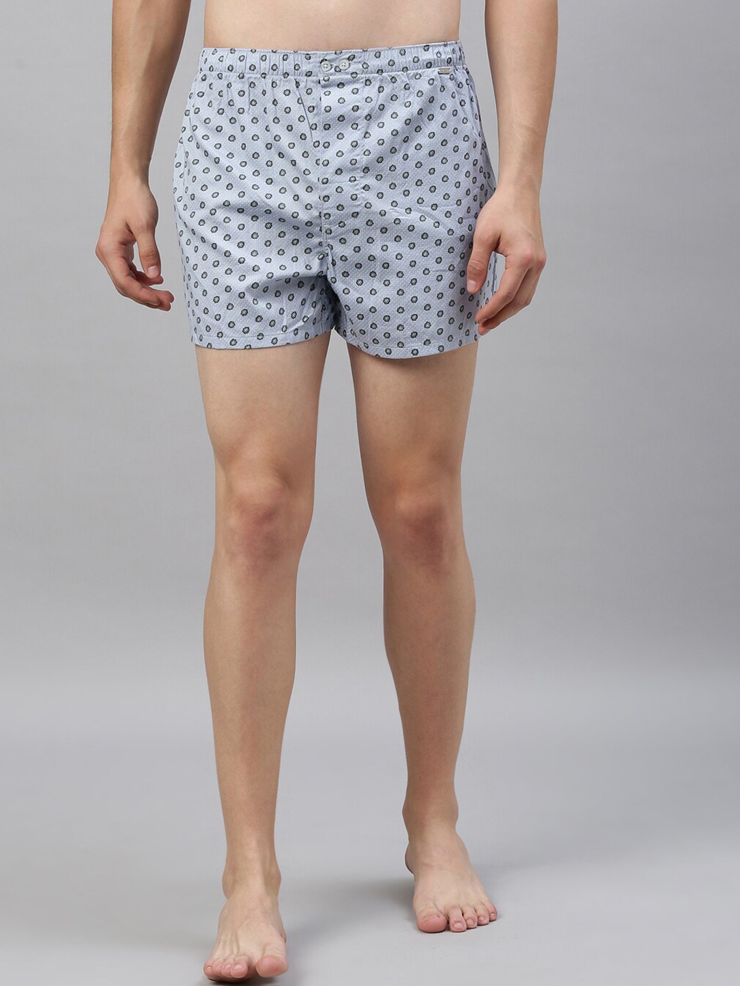 

RARE RABBIT Men Grey Printed Pure Cotton Boxers BOX GREY