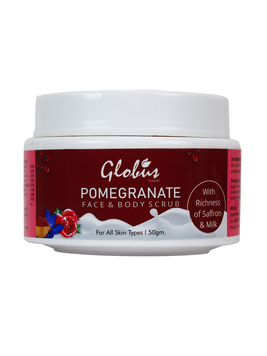 

Globus Naturals Pomegranate Face & Body Scrub 50 gm, Maroon
