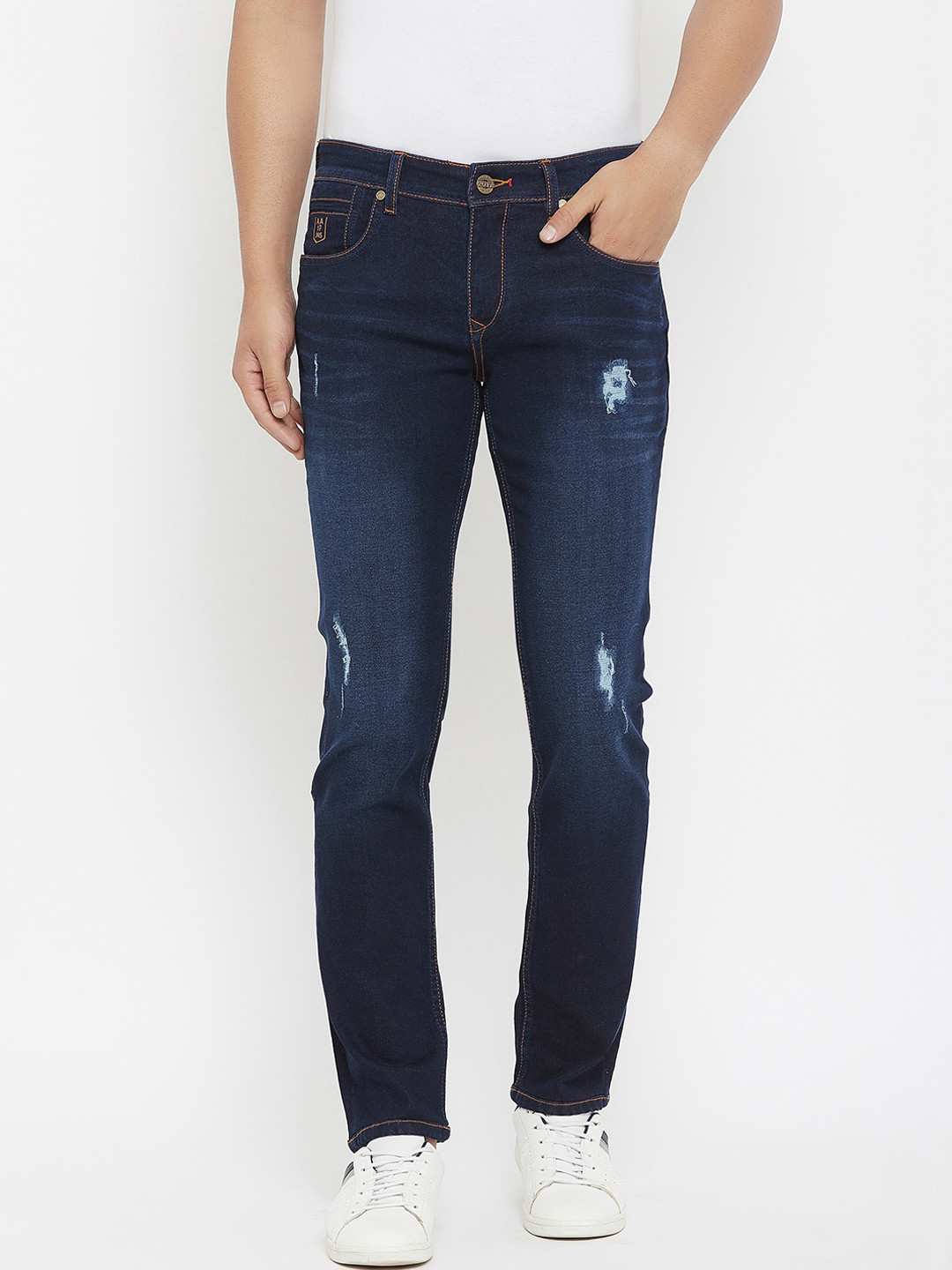 

American Archer Men Blue Slim Fit Low-Rise Mildly Distressed Light Fade Jeans