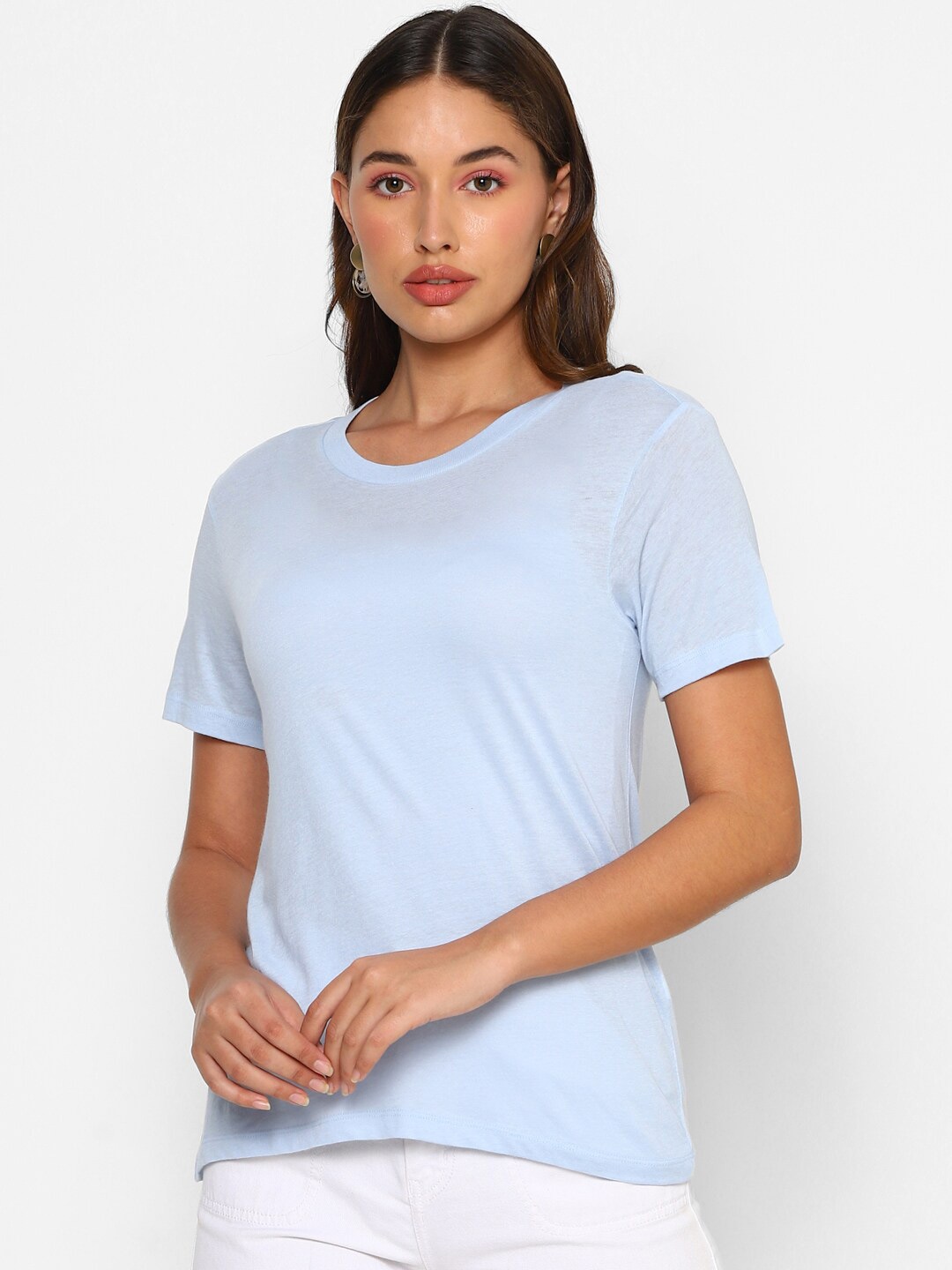 

FOREVER 21 Blue Crew Neck Regular Top