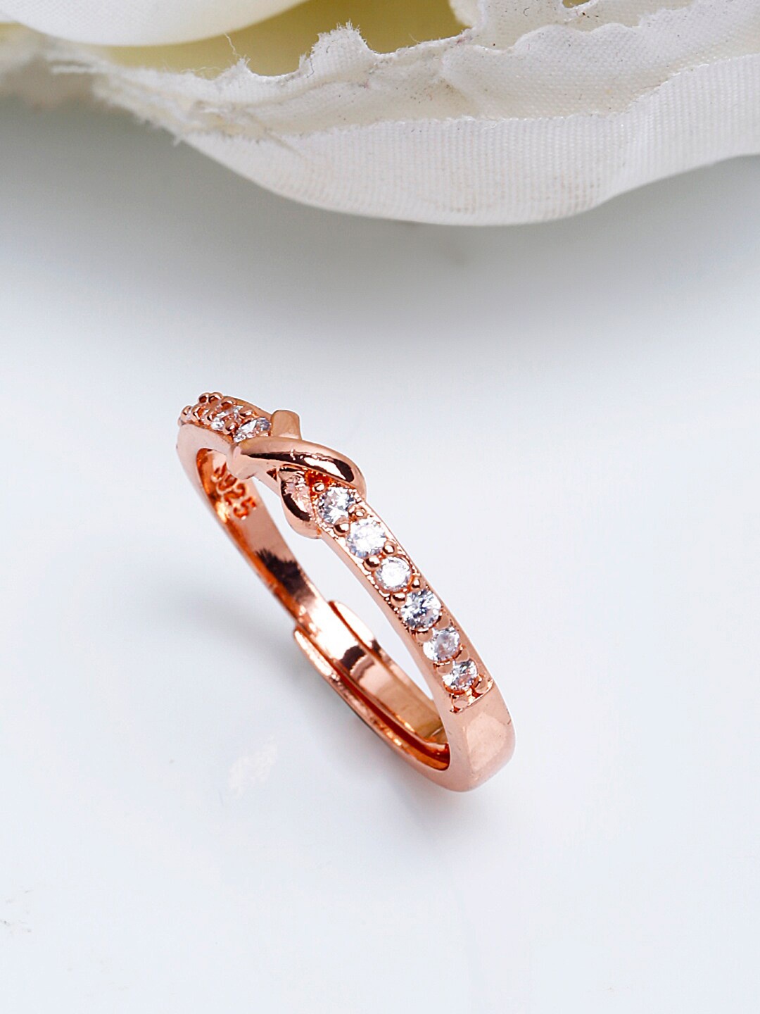 

Shining Diva Fashion Rose Gold Plated Cubic Zirconia Adjustable Ring