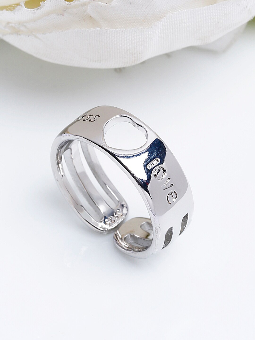 

Shining Diva Fashion Platinum-Plated Silver-Toned Cubic Zirconia-Studded Finger Ring
