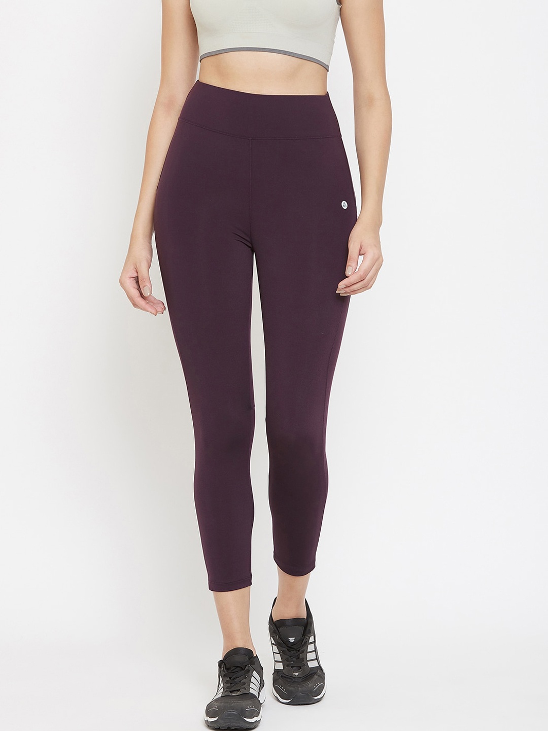 

ATHLISIS Women Burgundy Solid Performance Quick Dry Training Tights
