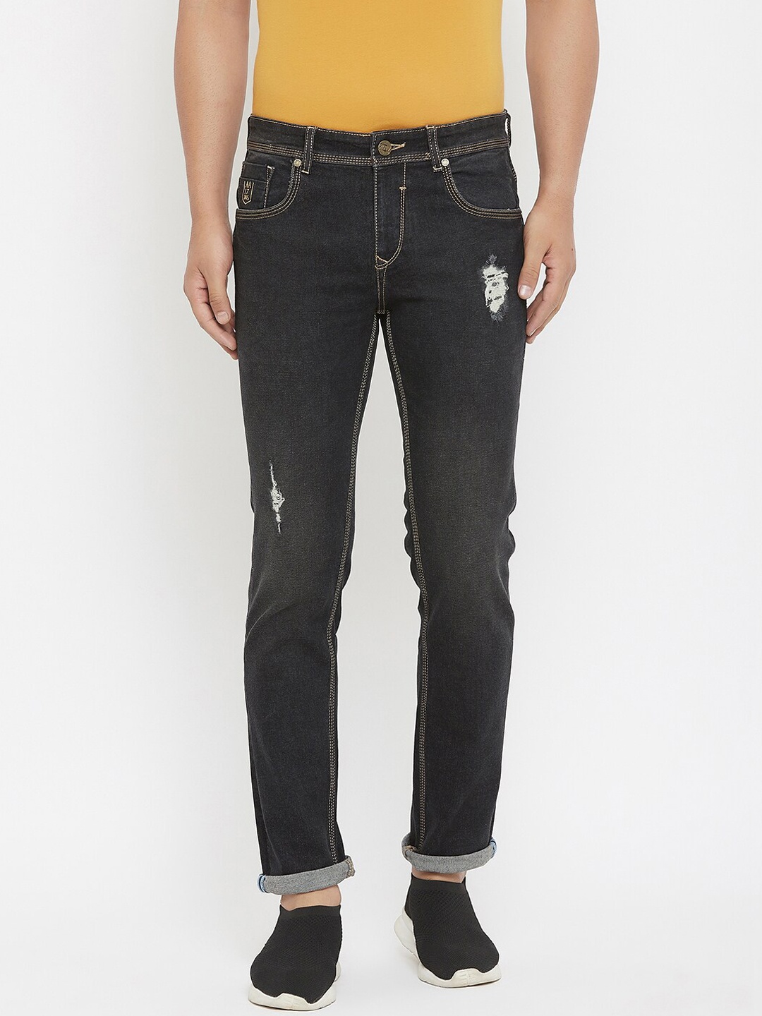 

American Archer Men Black Slim Fit Low-Rise Mildly Distressed Jeans