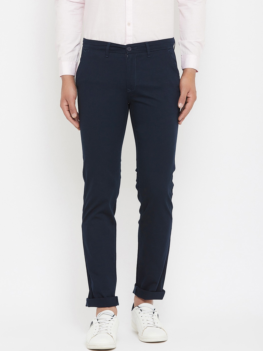 

Canary London Men Navy Blue Slim Fit Regular Trousers