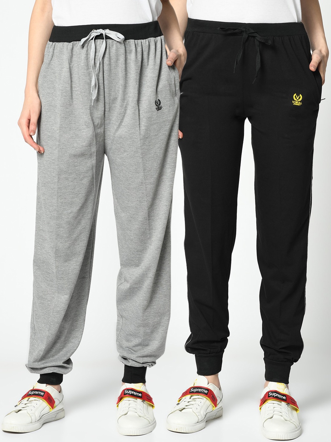 

MACK JONNEY Women Pack Of 2 Solid Joggers, Black