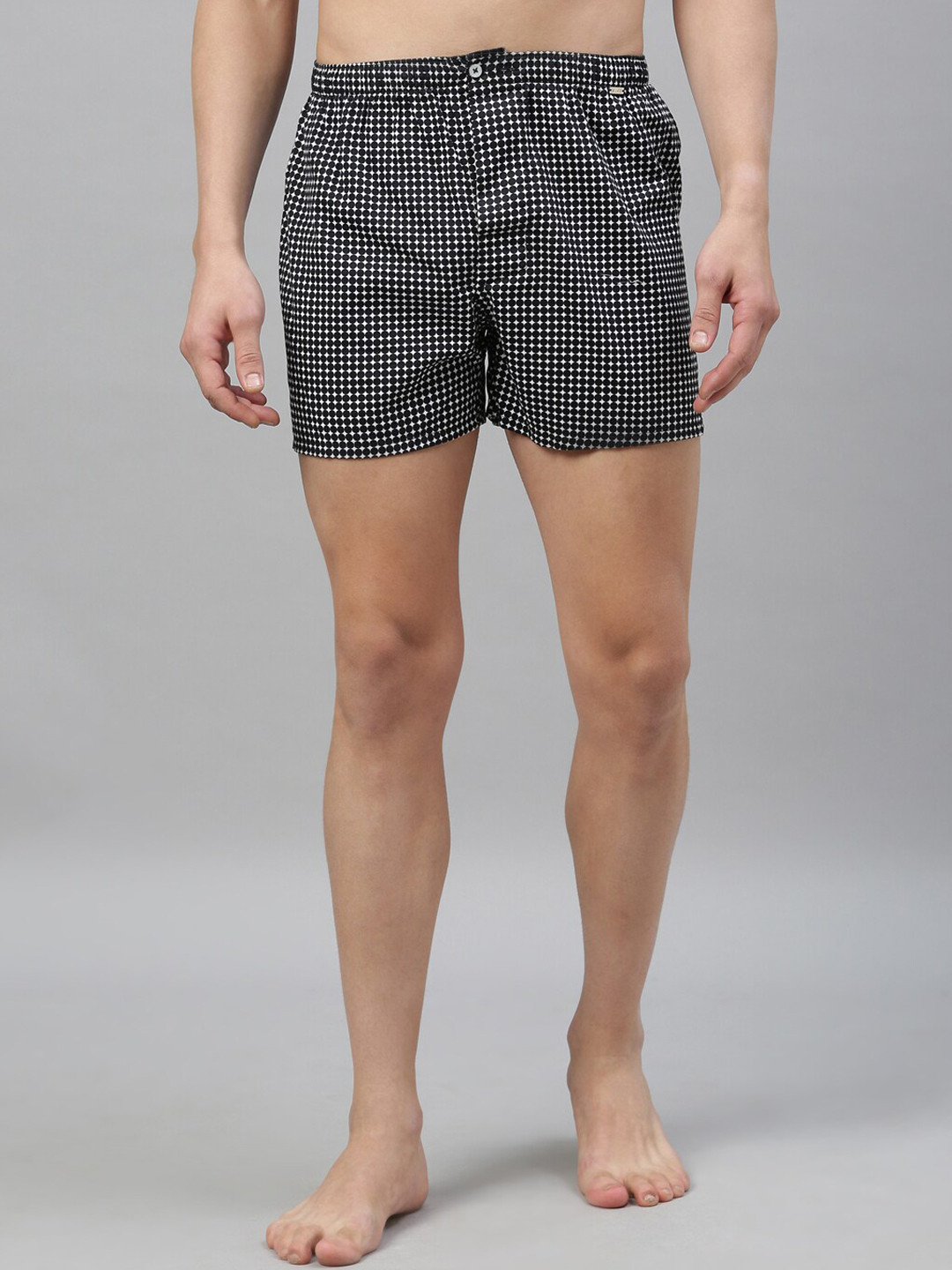 

RARE RABBIT Men Black & White Printed Pure Cotton Boxer BOX BLACK