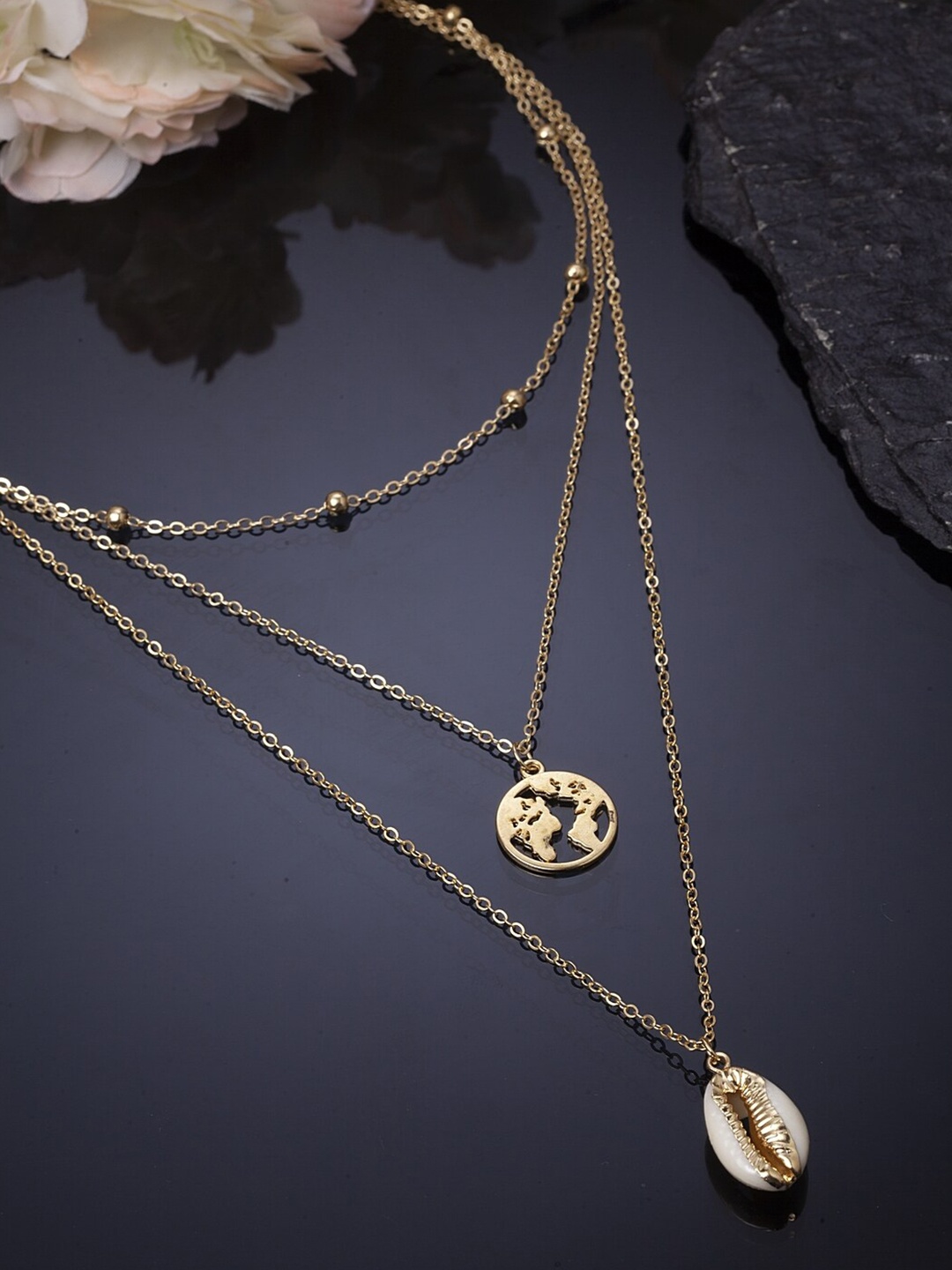 

Shining Diva Fashion Gold-Toned Gold-Plated Layered Necklace